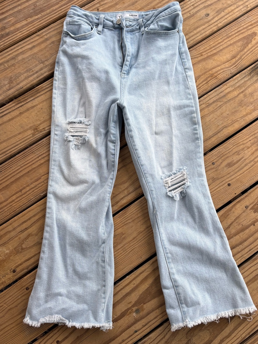 YMI Light Blue Distressed Wide Leg Jeans